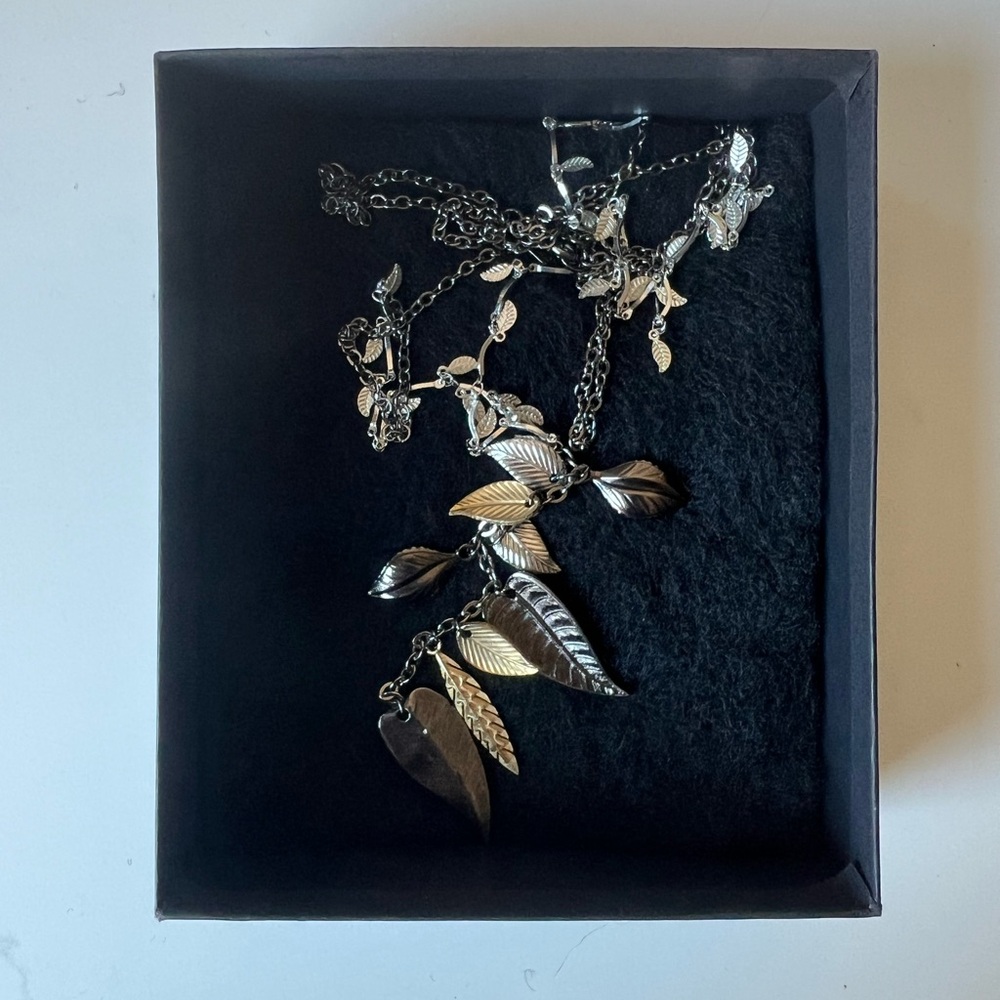 Rachel Silver and Gold Leaf Necklace
